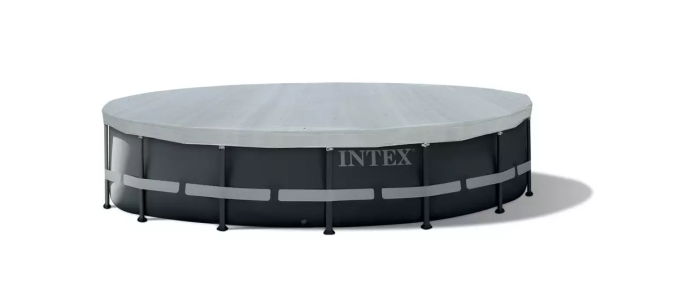 Intex Deluxe Pool Cover - Poolabdeckplane - Ø 488 cm - Für Ultra Frame Pool Grau, 128040